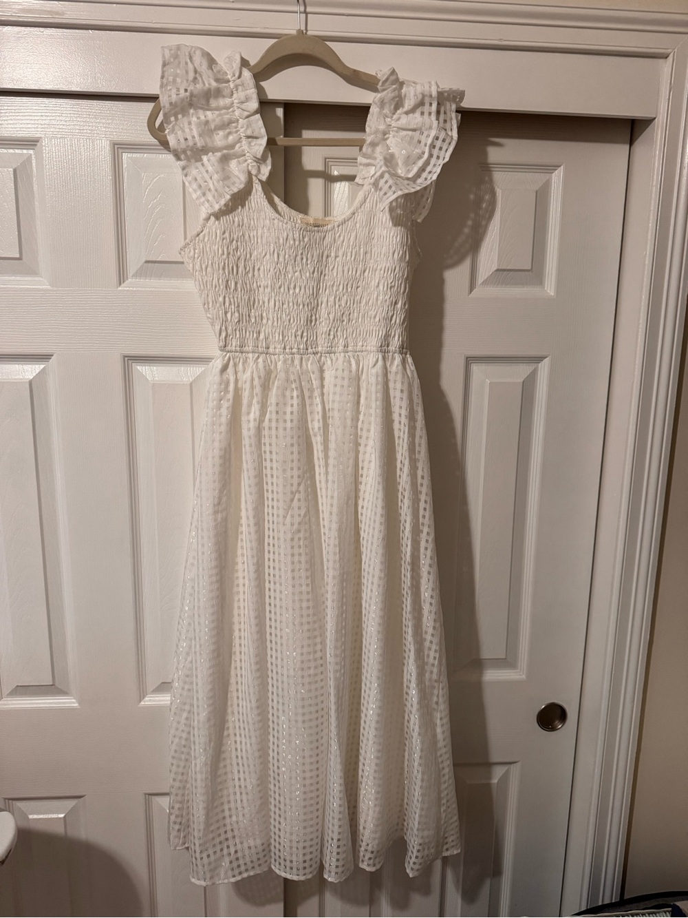 White Ruffle-Sleeve Women’s Dress
